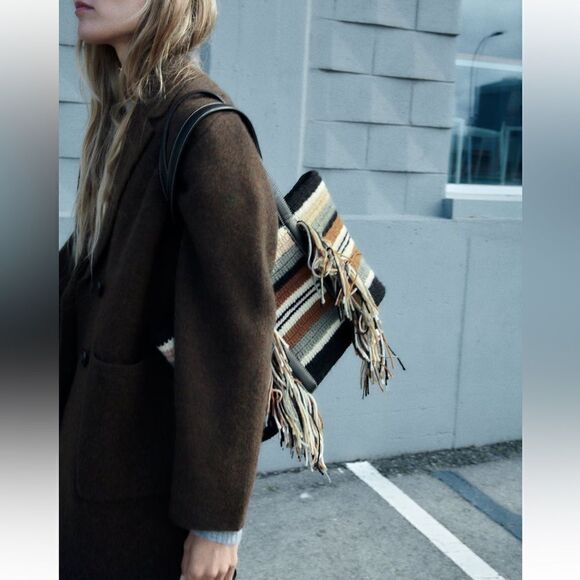 NWT Zara Striped Shopper Bag - Picture 4 of 11